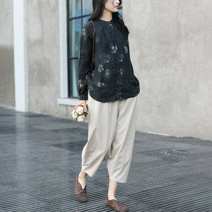 Quần baggy linen lưng thun ống rộng hai túi chéo - NU6743