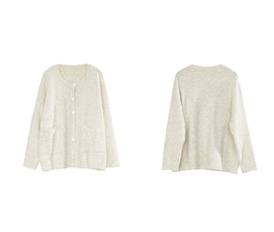 Áo khoác len cardigan dài tay cổ tròn hai túi vuông - NU7836