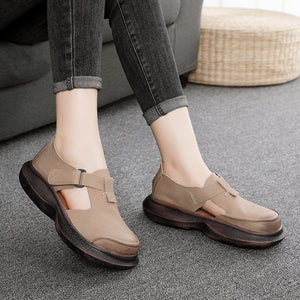 Giày da retro Sneaker để bằng quai dán - OD0655