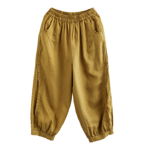 Quần baggy linen lưng thun viền xếp ly - NU7104
