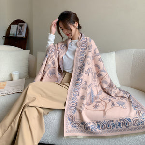 Khăn quàng cashmere hoa văn thiên nhiên - NU7800