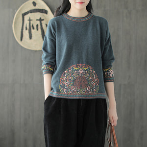 Áo T-shirt len jacquard dài tay cổ tròn - NU7775