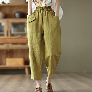 Quần baggy linen lưng thun ba túi kiểu - NU7250
