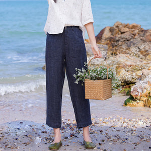 Quần baggy linen ống đứng hai túi khóa kéo - OD0608