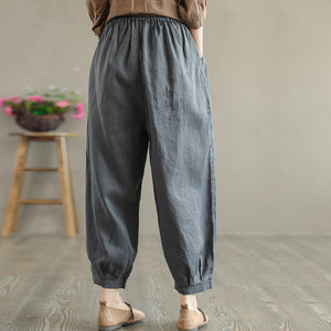Quần baggy linen lưng thun dây rút gấu túm xếp ly - NU7555