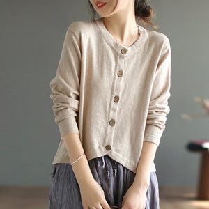 Áo khoác len cardigan dệt kim dài tay cổ tròn - NU7672
