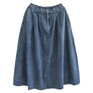 Chân váy denim lưng thun một khuy cài - NU8232