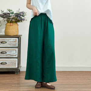 Quần baggy linen lưng thun ống rộng một màu - NU7218