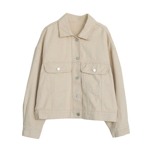 Áo khoác jacket denim dài tay cổ đức hai túi vuông - NU7746