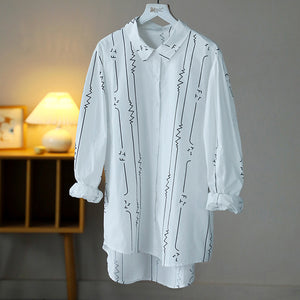 Áo sơ mi dài tay cổ đức vạt mullet in đừng ziczac - NU7596