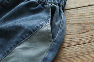Quần baggy lửng denim lưng thun mảng màu - NU8297