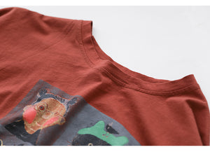 Áo T-shirt ngắn tay cổ tròn in chân dung hoạt hình - NU8350