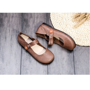Giày da retro Morigirl quai đôi thủ công - NU4818