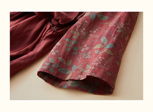 Đầm liền linen dài tay cổ V vạt chéo thắt dây - NU8403