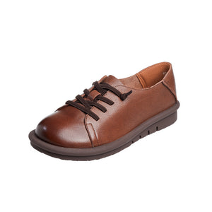 Giày da retro cột dây đế bệt bo tròn - OD1018