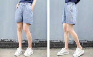 Quần sooc denim gấu gấp hai khuy cài - NU4053