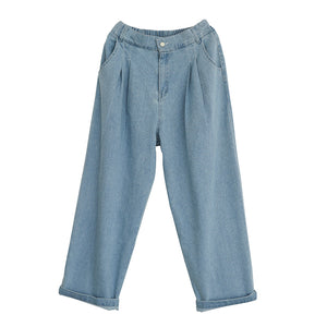 Quần baggy denim ống đứng lưng cao hai túi chéo - NU7387