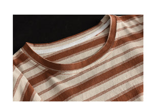 Áo T-shirt ngắn tay cổ tròn kẻ sọc - NU8453