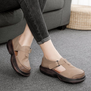 Giày da retro Sneaker để bằng quai dán - OD0655