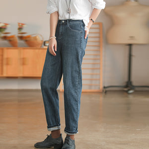 Quần baggy denim ống suông hai túi chéo retro - NU6440