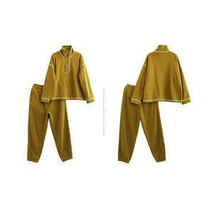Bộ đồ thể thao gồm áo T-shirt dài tay cổ đứng và quần baggy lưng thun - NU7995