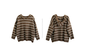 Áo hoodies len cashmere dài tay kẻ sọc - NU8050