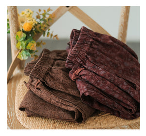 Quần baggy linen lưng thun hoa văn trừu tượng ống rộng - NU7085