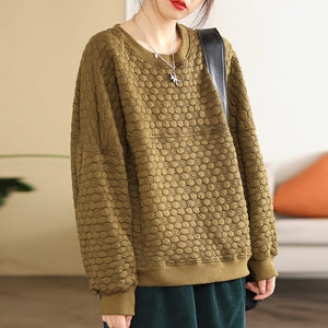 Áo T-shirt dài tay cổ tròn trần bông hai túi đứng - NU8032