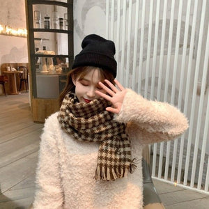 Khăn quàng len cashmere kẻ sọc ngôi sao - NU7799