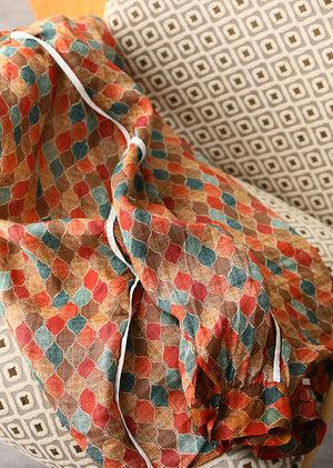 Áo sơ mi linen dài tay cổ đức in hình retro form rộng - NU8314