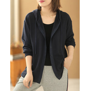 Áo khoác cardigan đệt kim có mũ khuy cài - NU7707