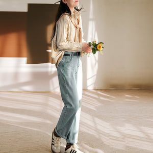 Quần baggy denim ống đứng kèm thắt lưng - NU8307