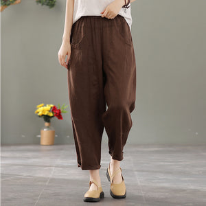 Quần baggy linen lưng thun hai túi tròn - NU7436