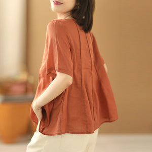 Áo T-shirt linen ngắn tay cổ tròn kiểu xòe - NU8524