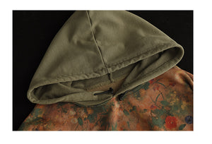 Áo hoodies in hoa văn retro ziczac dây rút - NU8091