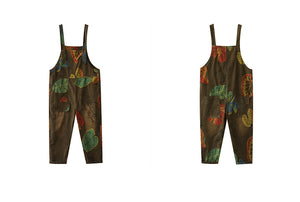 Quần baggy yếm retro in lá màu sắc - NU6625
