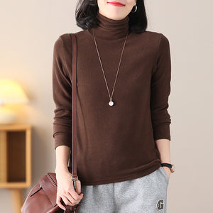 Áo T-shirt dài tay cổ lọ một màu - NU8163