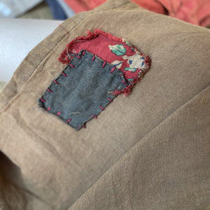 Quần baggy linen retro lưng thun kiểu chắp vá - NU7141