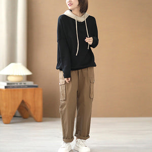 Áo hoodies dài tay mũ lệch màu - NU8119