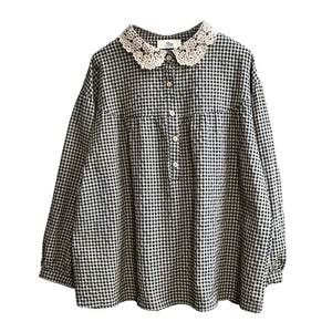 Áo sơ mi linen caro dài tay - NU4413
