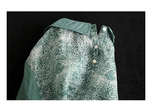 Áo sơ mi linen ngắn tay cổ in hoa văn trừu tượng khuy cài sau - NU7216