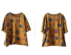 Áo T-shirt ngắn tay cổ tròn in hình tròn và mặt cười - NU8633