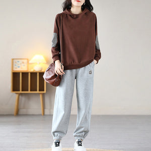 Áo hoodies dài tay kiểu chắp vá vải caro - NU8170