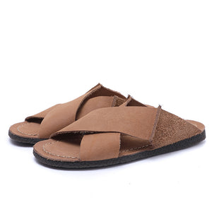 Dép da retro may tay đế bệt giày - NU5243