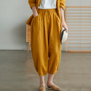 Quần baggy linen lưng thun túi tròn - NU5589
