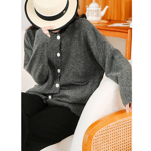 Áo khoác len cardigan dài tay cổ tròn hai túi vuông - NU7836