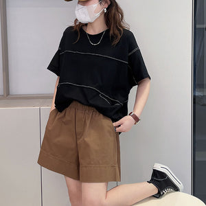 Áo T-shirt ngắn tay cổ tròn chỉ nổi hai túi ngang - NU8389