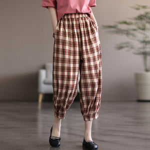 Quần baggy lưng thun kẻ sọc caro - NU6852