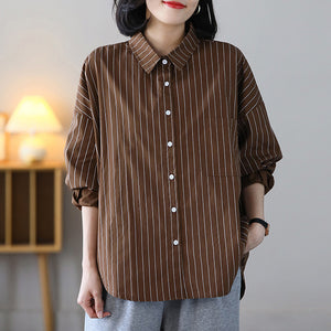 Áo sơ mi kẻ sọc dài tay cổ đức một túi - NU7561