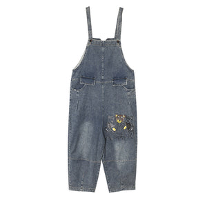 Quần baggy yếm denim in chú gấu và trái tim - NU7711